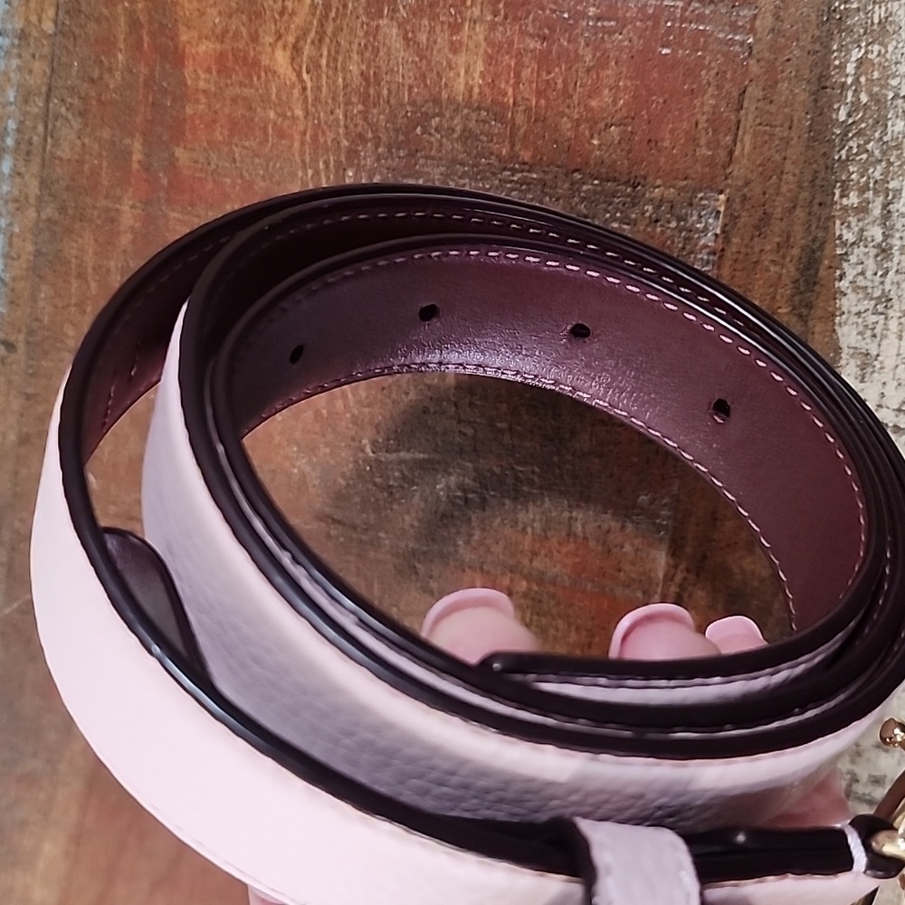Coach New York Pink Leather Horse N Carriage Gold Womens Belt Size Small - Picture 4 of 8